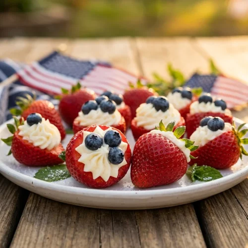 Patriotic Cheesecake Strawberries