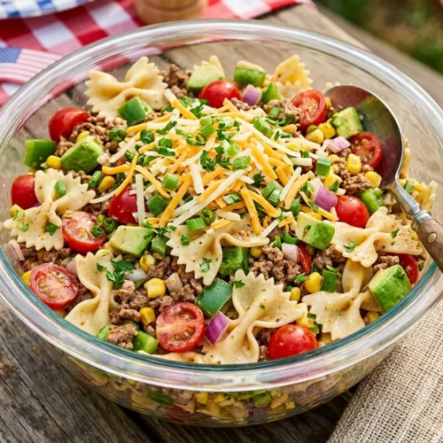 Patriotic Taco Pasta Salad