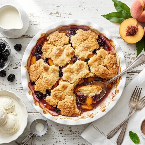 Peach and Blackberry Cobbler