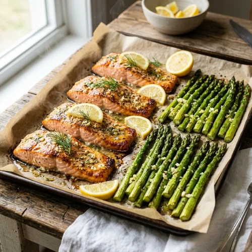Sheet Pan Garlic Butter Salmon and Asparagus 5 Sheet Pan Garlic Butter Salmon and Asparagus
