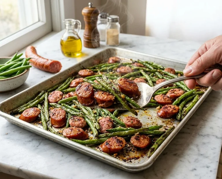 Sheet Pan Sausage and Green Beans