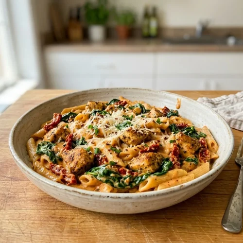 Sun-Dried Tomato Spinach Chicken Pasta