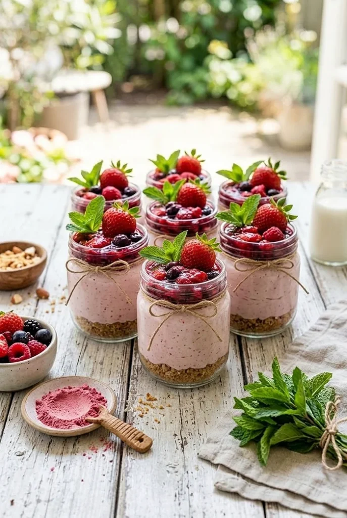 No Bake Cheesecake Cups 4 berry cheesecake cups