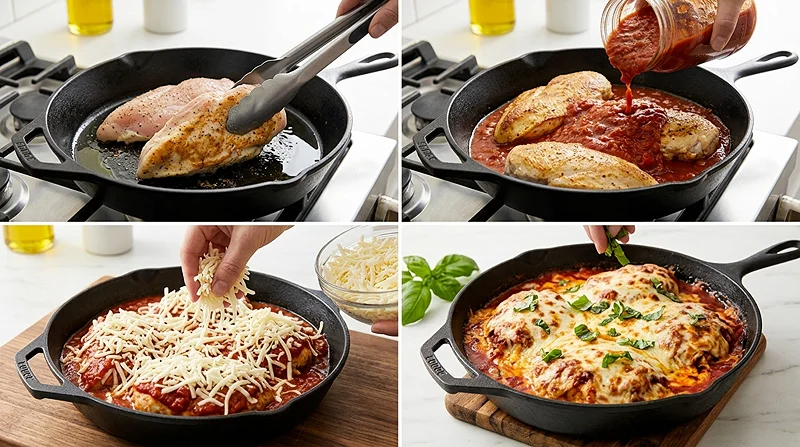 One Pan Mozzarella Chicken 3 chicken skillet recipe