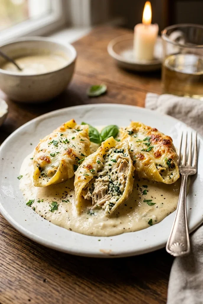 Chicken Alfredo Stuffed Shells 4 comfort food pasta
