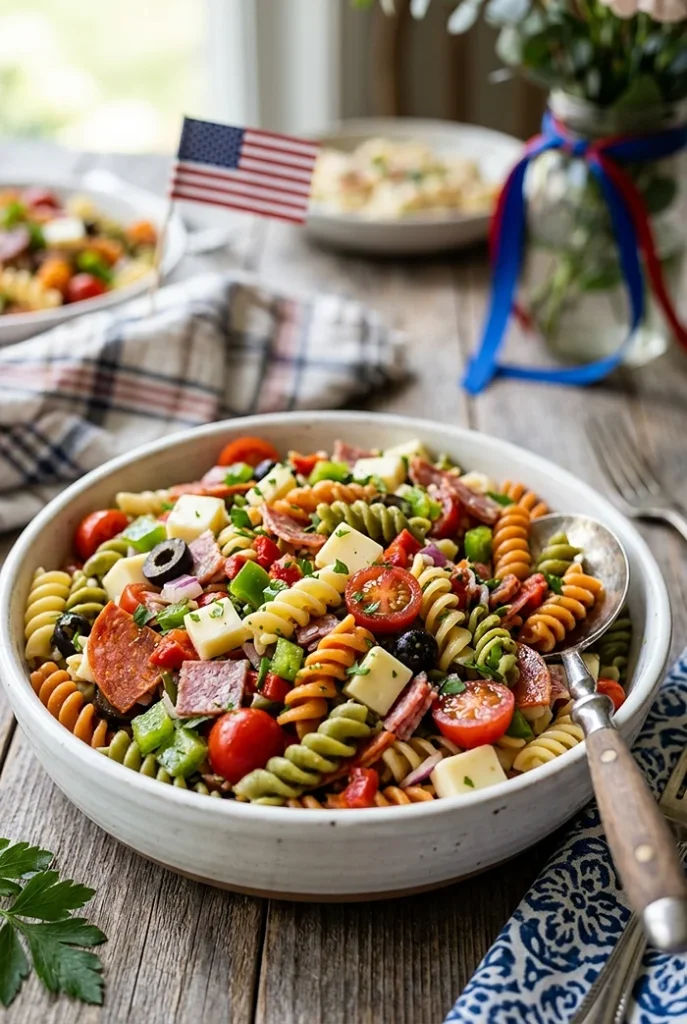 4th of July High Protein Pasta Salad 4 cookout protein dish