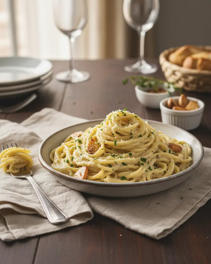 Creamy Garlic Pastas 10 Creamy Garlic Pastas serving suggestion