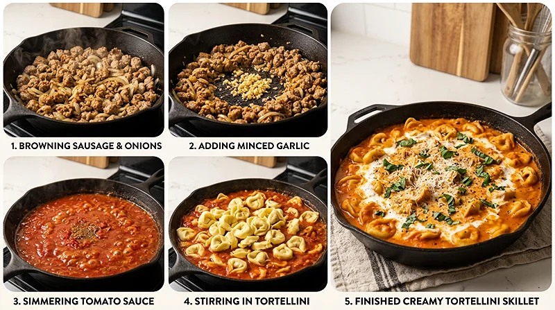 Creamy Tomato Tortellini Skillet 3 creamy pasta skillet