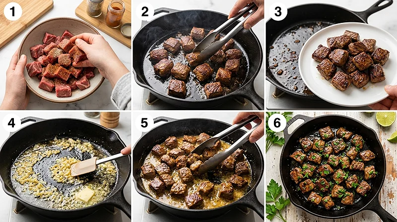 Garlic Butter Steak Bites 3 easy beef bites