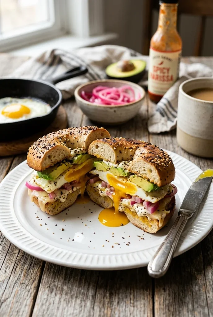 Protein Bagel Breakfast Sandwich 4 easy breakfast meal prep