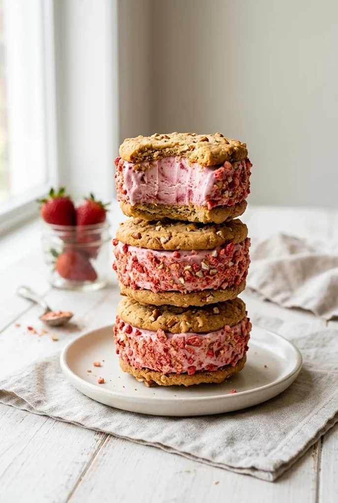 Strawberry Ice Cream Sandwiches 4 easy ice cream dessert