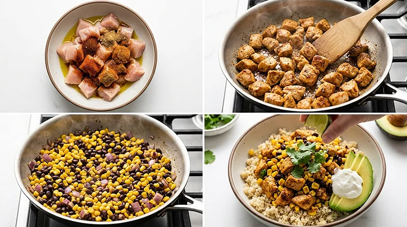 Protein Corn and Chicken Bowls 3 healthy chicken bowls