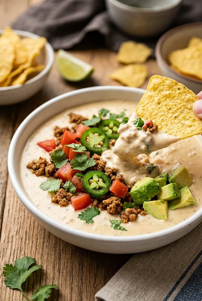 High Protein Cottage Cheese Queso Bowl 4 healthy queso