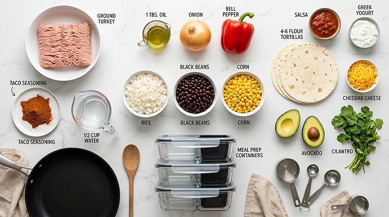 Turkey Taco Meal Prep 2 healthy turkey tacos