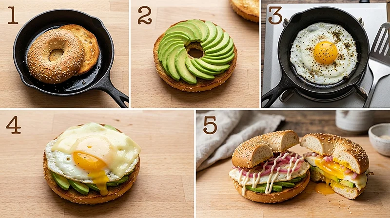 Protein Bagel Breakfast Sandwich 3 high protein breakfast