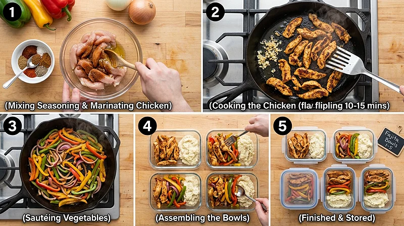 Chicken Fajita Meal Prep Bowls 3 high protein meal prep