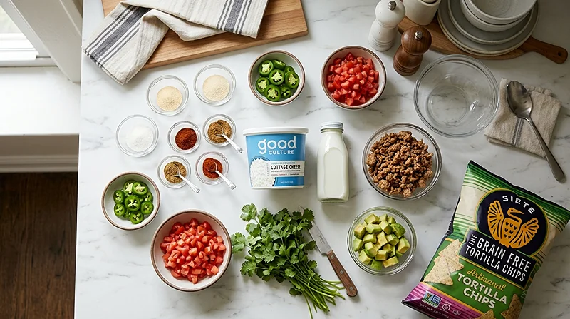High Protein Cottage Cheese Queso Bowl 2 high protein snacks