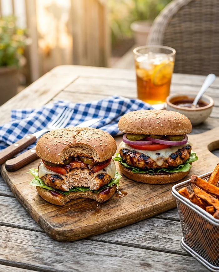 High Protein BBQ Turkey Burgers 4 homemade BBQ burgers