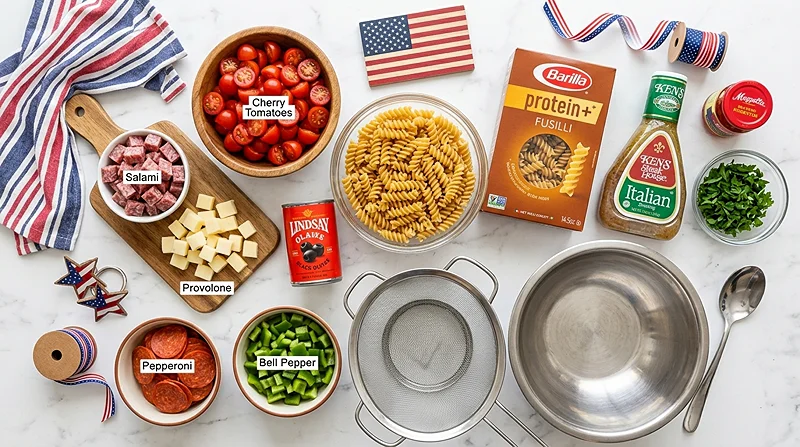 4th of July High Protein Pasta Salad 2 patriotic healthy recipe