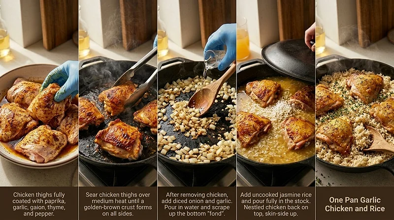 One Pan Garlic Chicken and Rice 3 quick weeknight meals