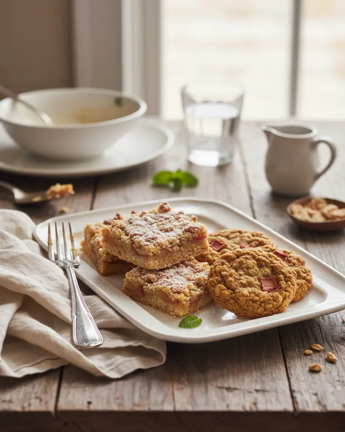 Rhubarb Bars & Cookies serving suggestion