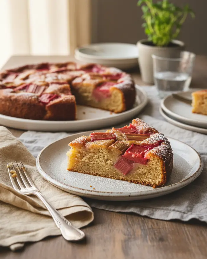 Rhubarb Cakes serving suggestion