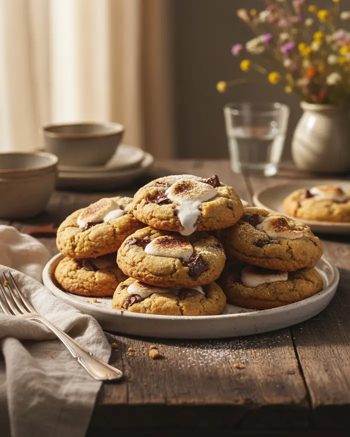 S'mores & Marshmallow Cookies serving suggestion