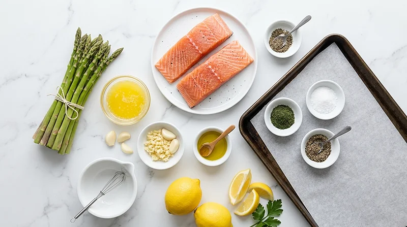 Sheet Pan Garlic Butter Salmon and Asparagus 2 sheet pan dinner