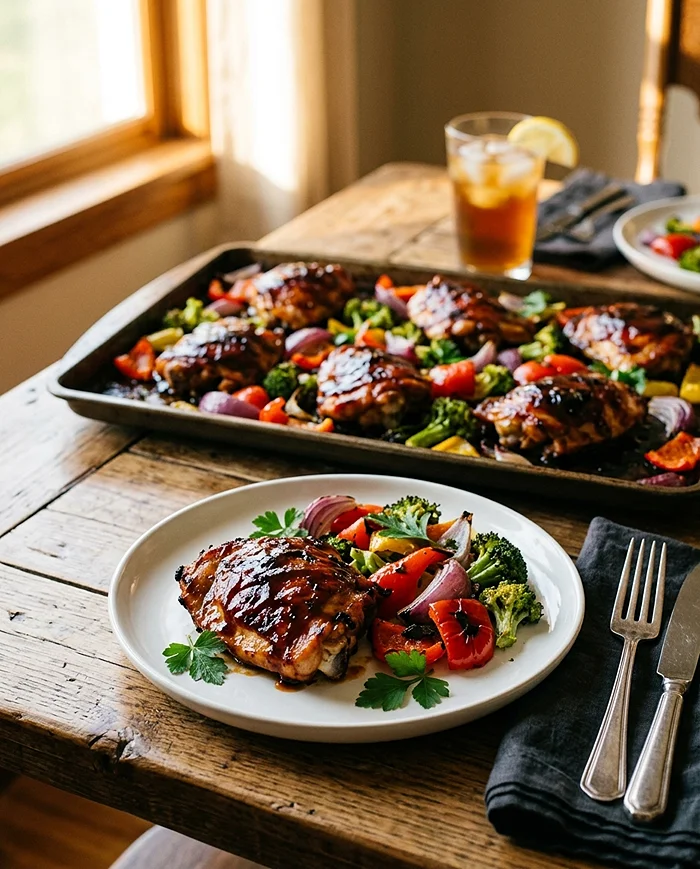 Sheet Pan BBQ Chicken Thighs 4 sheet pan dinner ideas
