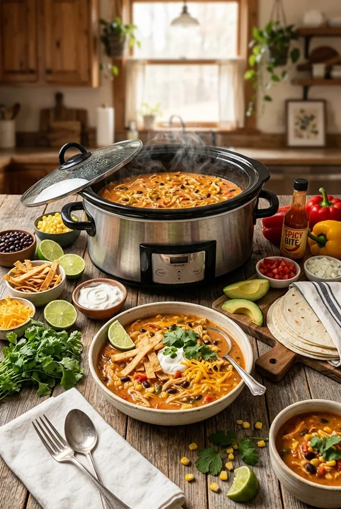 Crockpot Chicken Tortilla Soup 4 slow cooker soup recipe