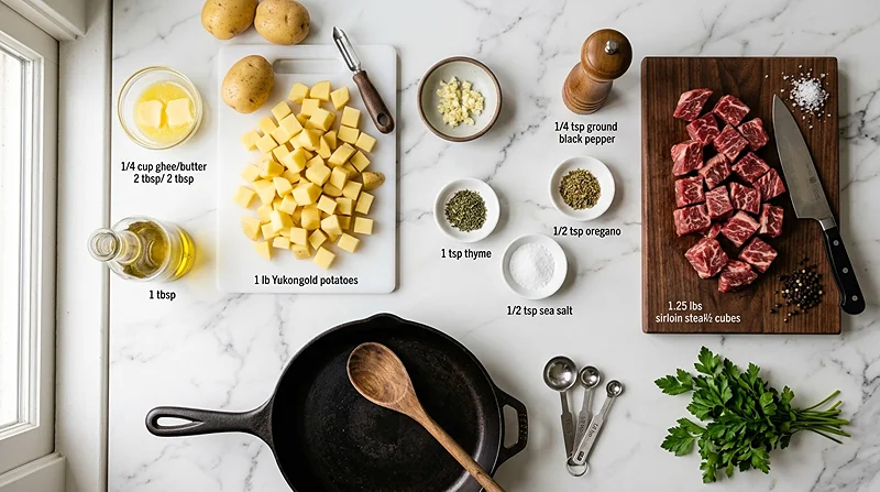 Garlic Butter Steak Bites with Potatoes 2 steak bites recipe