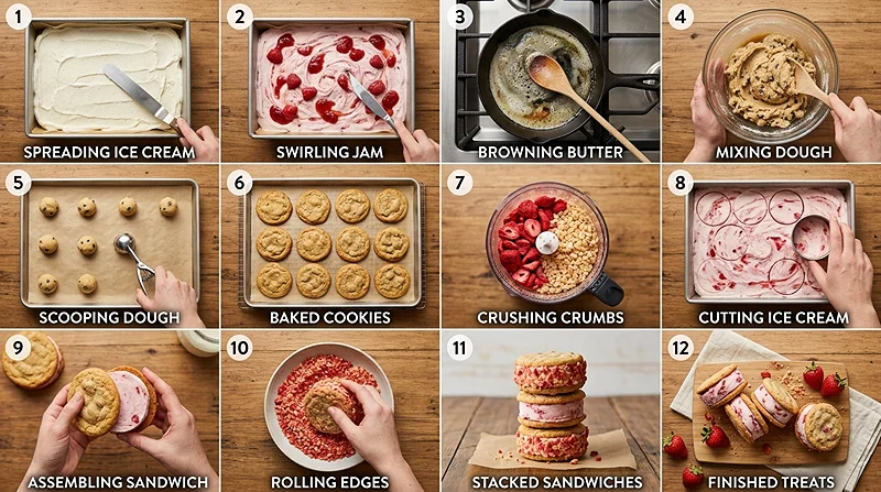 Strawberry Ice Cream Sandwiches 3 strawberry ice cream treats