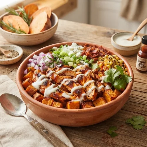 BBQ Ranch Chicken Sweet Potato Bowls