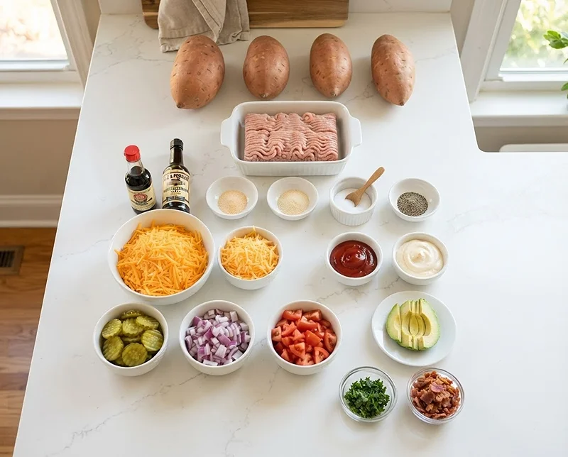 Cheeseburger Sweet Potatoes