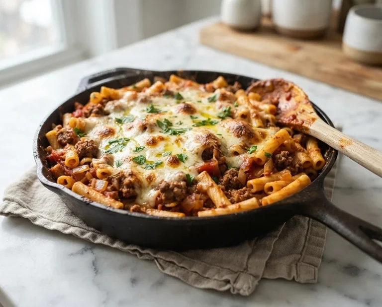 Cheesy Ground Beef Pasta Skillet