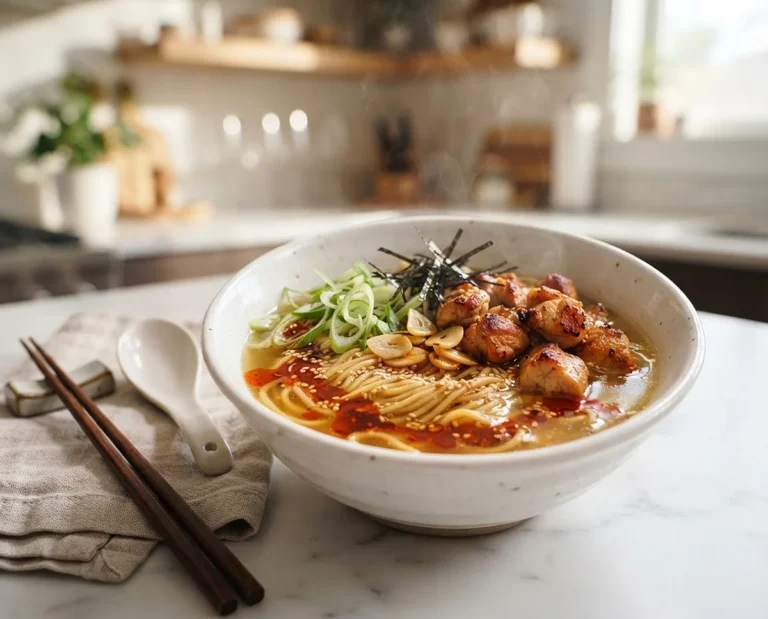 Garlic Butter Chicken Ramen Skillet