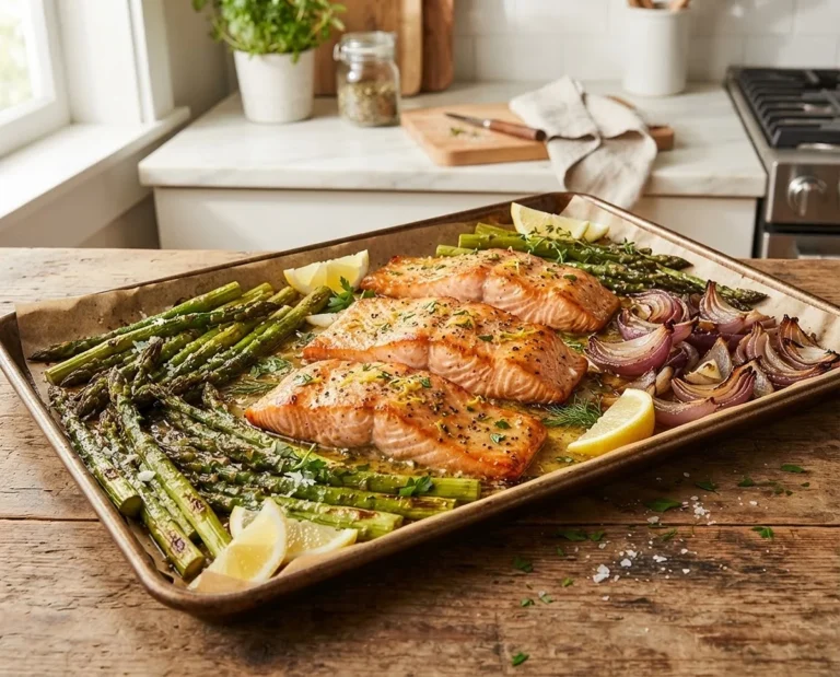 Garlic Butter Salmon & Asparagus Sheet Pan