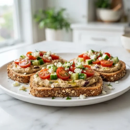 Greek Inspired Hummus Toast