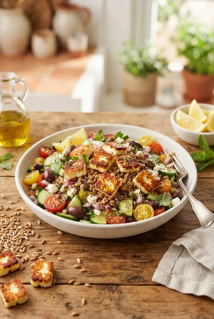 Farro Halloumi Salad 4 Mediterranean Farro Salad
