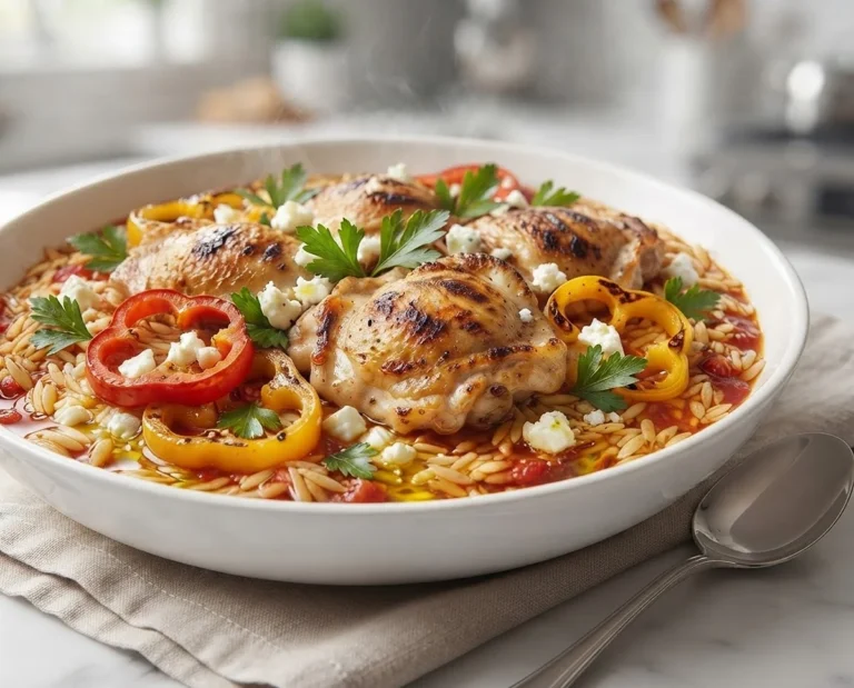 Mediterranean Orzo Chicken Bake