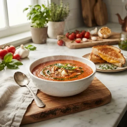 Roasted Garlic Tomato Basil Soup