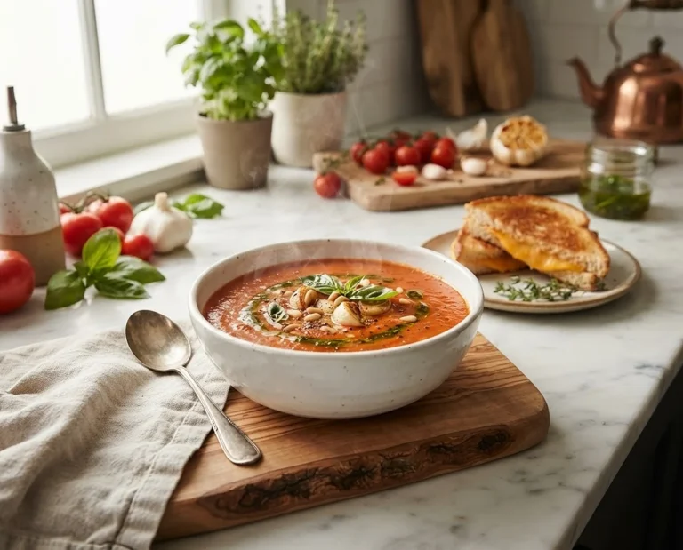 Roasted Garlic Tomato Basil Soup