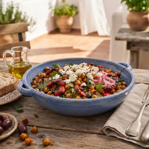 Roasted Pepper Pesto Chickpea Salad