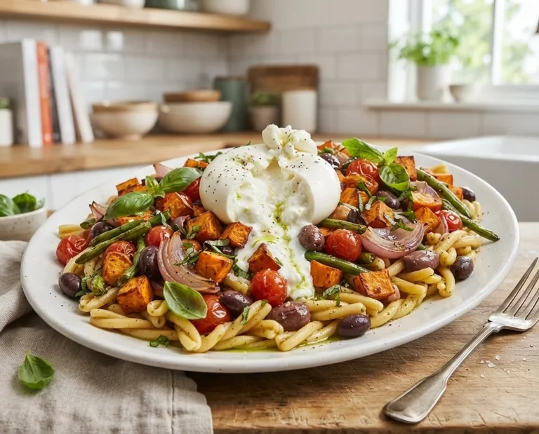Roasted Veggie Burrata Pasta Salad