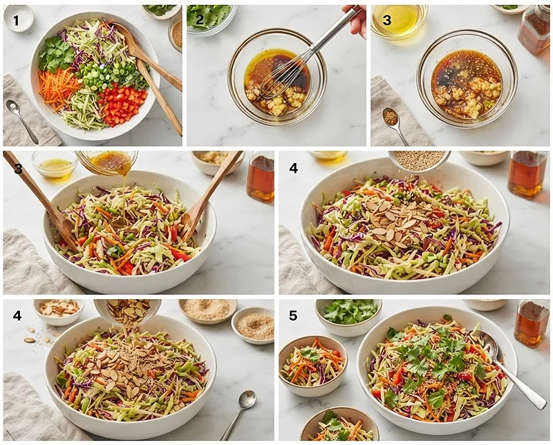 Crunchy Asian Slaw with Sesame 3 Sesame ginger dressing