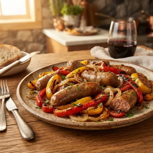 Sheet Pan Sausage Peppers & Onions