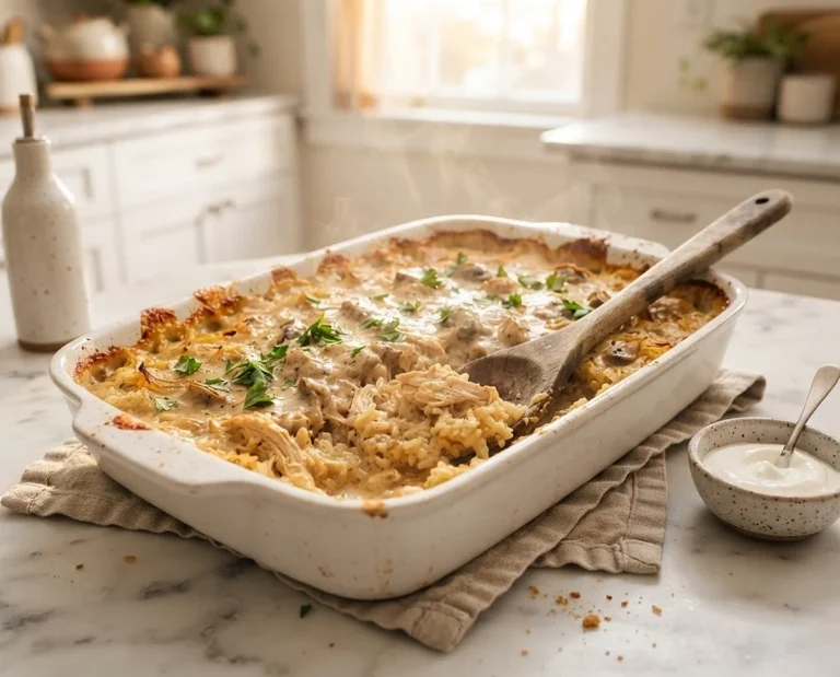 Smothered Onion Chicken and Rice Bake