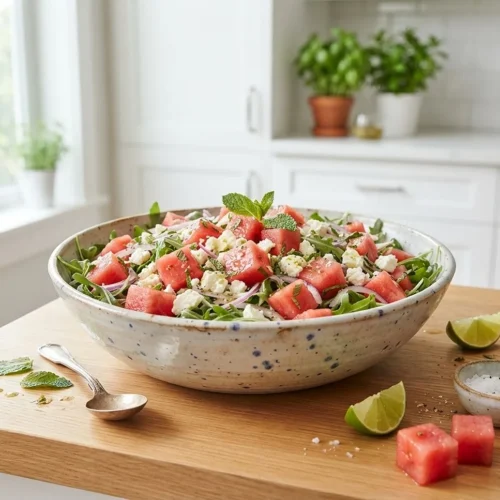 Watermelon Feta Arugula Salad