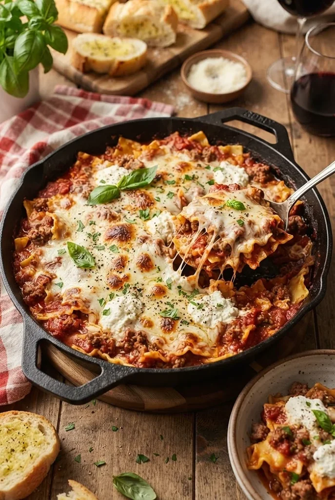 Skillet Lasagna with Cheese Recipe 4 cheesy comfort dinner