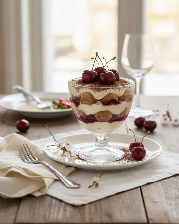 Cherry Tiramisu & Layered Desserts serving suggestion